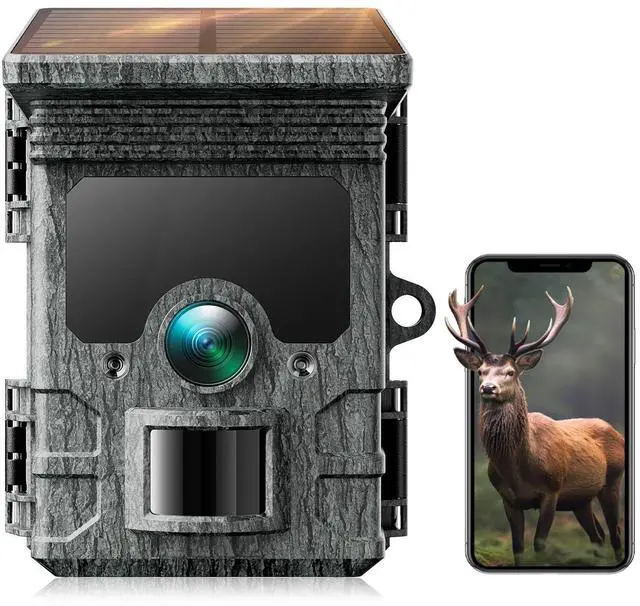 Main image of Solar Trail Camera WiFi Bluetooth - 4K 85MP Game Camera with 2500mAh Built-in Battery, Rechargeable Trail Cam with Night Vision Motion Activated IP66, Wildlife Cameras Deer Cams for Outdoor Backyard