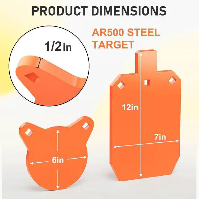 Alt view image 2 of 7 - AR500 Steel Targets for Shooting, 1/2'' or 3/8'' Thick Torso Gong Combo Metal Targets for Shooting Laser Cut Steel