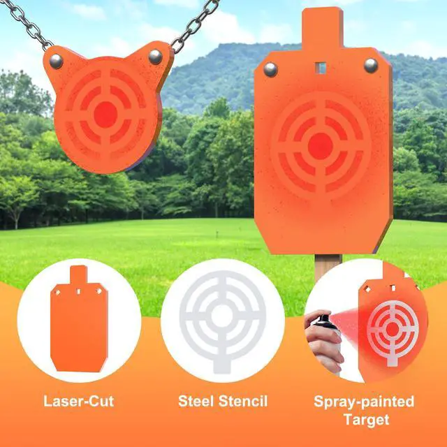 Alt view image 4 of 7 - AR500 Steel Targets for Shooting, 1/2'' or 3/8'' Thick Torso Gong Combo Metal Targets for Shooting Laser Cut Steel