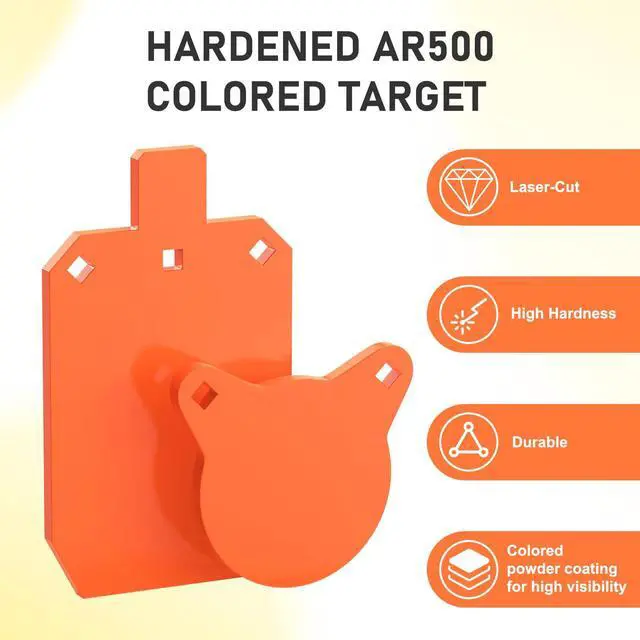 Alt view image 6 of 7 - AR500 Steel Targets for Shooting, 1/2'' or 3/8'' Thick Torso Gong Combo Metal Targets for Shooting Laser Cut Steel