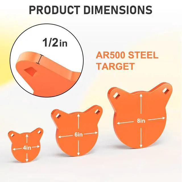 Alt view image 2 of 7 - AR500 Steel Targets for Shooting, 1/2'' or 3/8'' Thick Torso Gong Combo Metal Targets for Shooting Laser Cut Steel