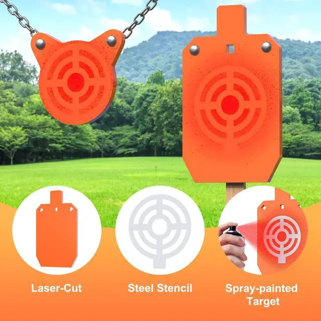Alt view image 4 of 7 - AR500 Steel Targets for Shooting, 1/2'' or 3/8'' Thick Torso Gong Combo Metal Targets for Shooting Laser Cut Steel