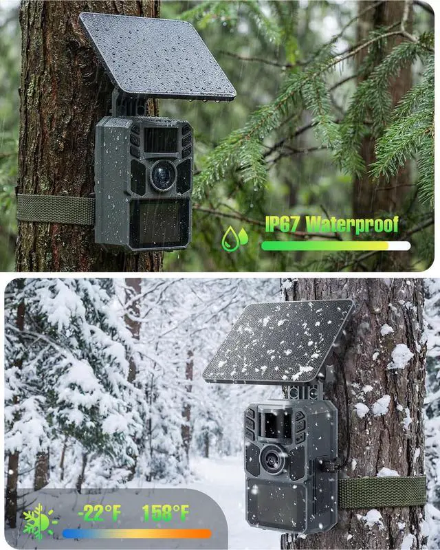 Alt view image 7 of 7 - Trail Camera 4K 64MP with 5000mAh Rechargeable Battery 64GB Micro Memory Card IP67 Waterproof, Night Vision, Motion Activated, Solar Powered Wildlife Hunting Camera Outdoor