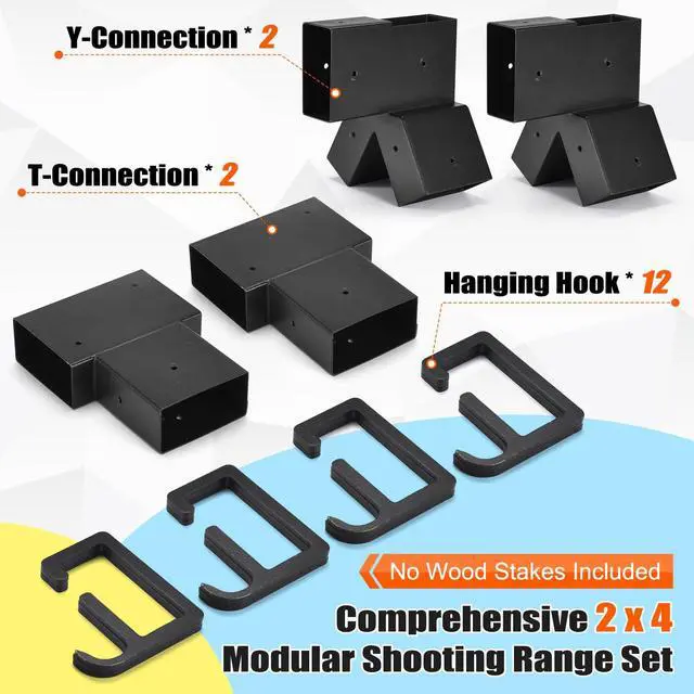 Alt view image 2 of 7 - Steel Target Stand Brackets, Modular Shooting Target Hanger, Shooting Target Holders, Heavy Duty Y & T Brackets with 12 Hanger Hooks for DIY Shooting Outdoor Range(Only Brackets)