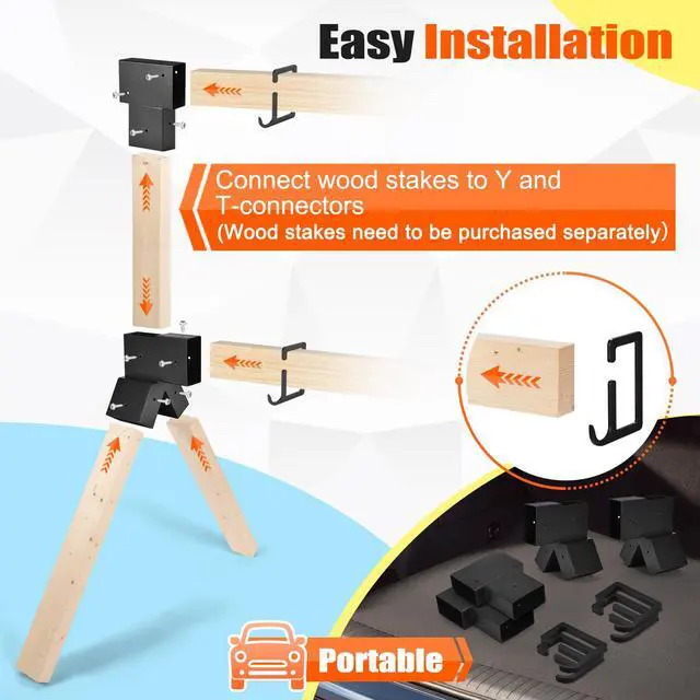 Alt view image 3 of 7 - Steel Target Stand Brackets, Modular Shooting Target Hanger, Shooting Target Holders, Heavy Duty Y & T Brackets with 12 Hanger Hooks for DIY Shooting Outdoor Range(Only Brackets)