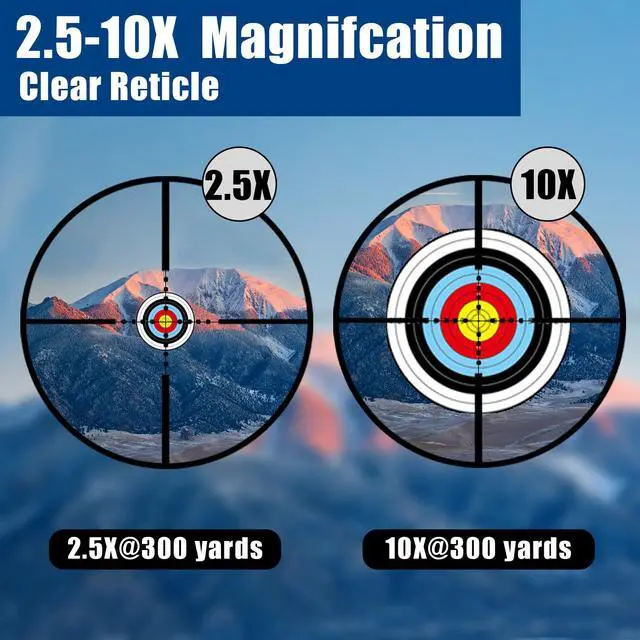 Alt view image 4 of 7 - 2.5-10x40 Rifle Scope with Red/Green Illuminated Mil-dot with Red/Green Laser Combo-Green Lens Color,Tactical Scope for Gun Air Hunting,Free 20/11mm Mounts