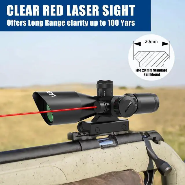 Alt view image 6 of 7 - 2.5-10x40 Rifle Scope with Red/Green Illuminated Mil-dot with Red/Green Laser Combo-Green Lens Color,Tactical Scope for Gun Air Hunting,Free 20/11mm Mounts