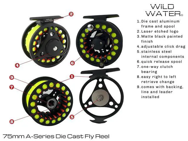 Alt view image 4 of 7 - Standard Fly Fishing Combo Starter Kit, 5 Foot 6 Inch Graphite Rod, 3-Weight, 4-Piece Fly Rod Kit, Includes Die Cast Aluminum Reel, Fly Box, Flies and Hard Tube Case with Pouch