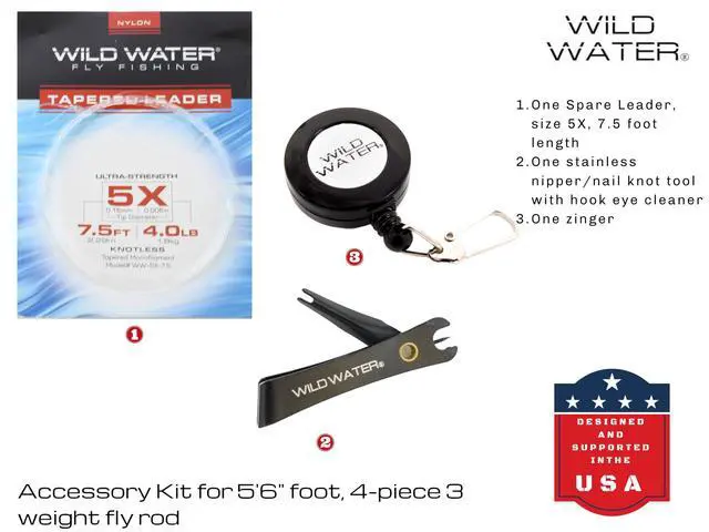 Alt view image 7 of 7 - Standard Fly Fishing Combo Starter Kit, 5 Foot 6 Inch Graphite Rod, 3-Weight, 4-Piece Fly Rod Kit, Includes Die Cast Aluminum Reel, Fly Box, Flies and Hard Tube Case with Pouch