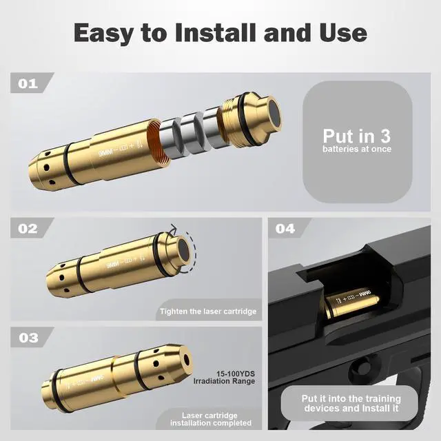 Alt view image 6 of 7 - Portable Dry Fire Training System 9mm Laser Training Cartridge and Target Kit Rechargeable Electronic Counting Target with 5 Difficulty Grade for Home Shooting Practice and Training
