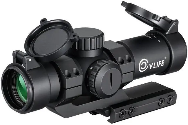 Main image of Compact Rifle Scope with Illuminated Reticle, Zero Reset, Fixed Magnification Hunting Riflescope with 30mm Offset Scope Mount