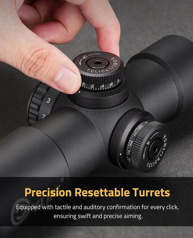 Alt view image 2 of 7 - Compact Rifle Scope with Illuminated Reticle, Zero Reset, Fixed Magnification Hunting Riflescope with 30mm Offset Scope Mount