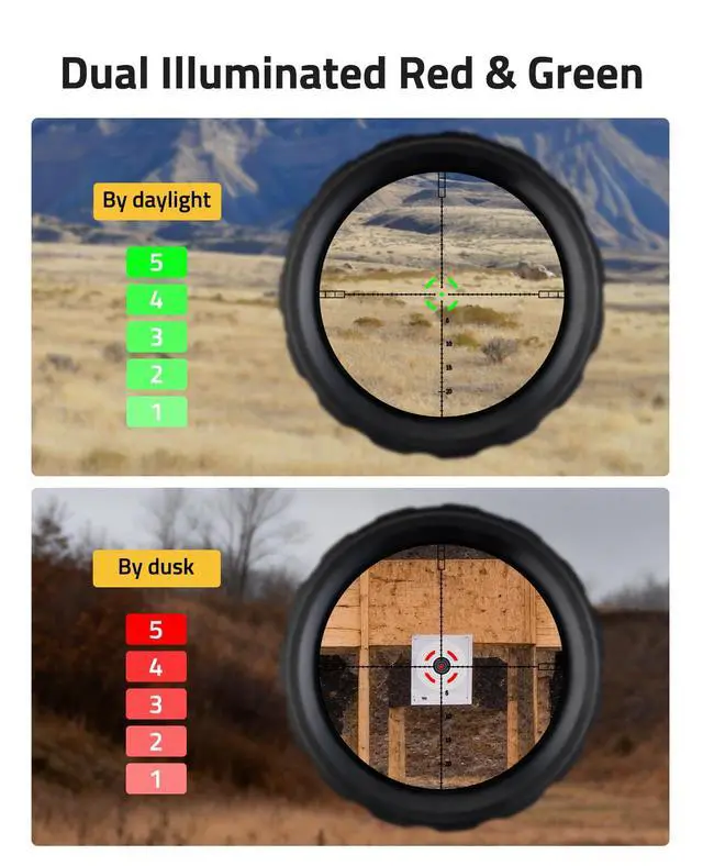 Alt view image 4 of 7 - Compact Rifle Scope with Illuminated Reticle, Zero Reset, Fixed Magnification Hunting Riflescope with 30mm Offset Scope Mount