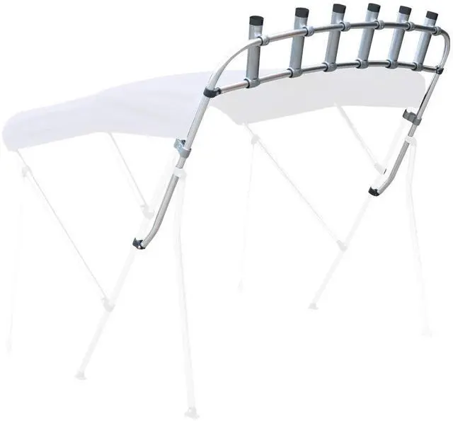 Main image of Clamp-On Fishing Rod Rack | Marine Grade Aluminum Rod Holder Storage Rack for Boats | Adjustable Rail Mount Rod Organizer