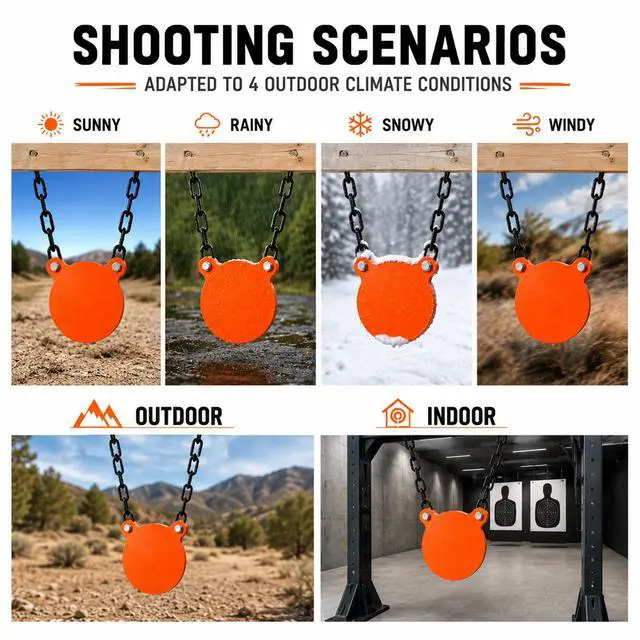 Alt view image 5 of 7 - AR500 Steel Targets Combo, Add on Metal Chains, Laser Cut - No Burr - Neon Color