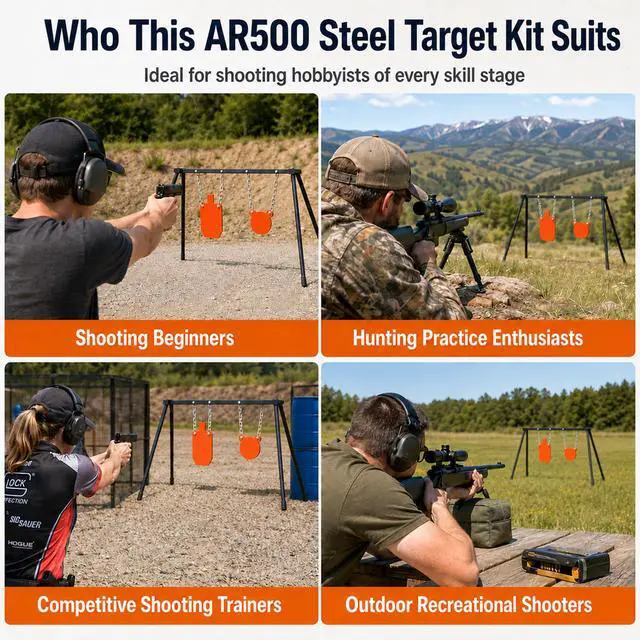 Alt view image 6 of 7 - AR500 Steel Targets Combo, Add on Metal Chains, Laser Cut - No Burr - Neon Color