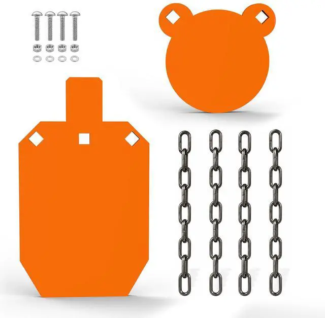 Main image of AR500 Steel Targets Combo, Add on Metal Chains, Laser Cut - No Burr - Neon Color