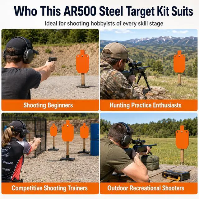 Alt view image 6 of 7 - AR500 Steel Targets Combo, Add on Metal Chains, Laser Cut - No Burr - Neon Color