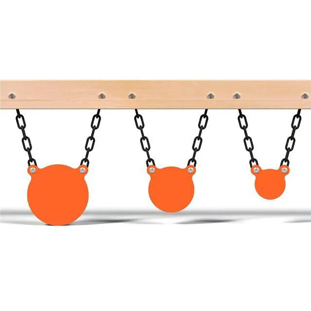 Alt view image 5 of 7 - AR500 Steel Targets Combo with Metal Chains, 3/8 Thick Metal Gong Silhouette Targets for Outdoor Range and Shooting Practice, Neon Orange Color