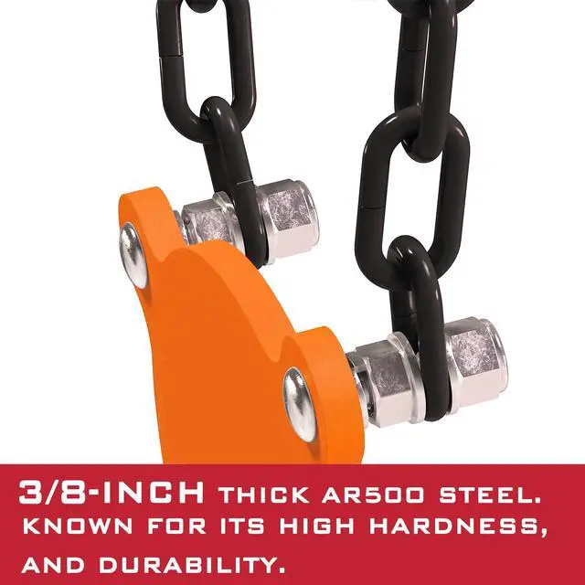 Alt view image 4 of 7 - AR500 Steel Targets Combo with Metal Chains, 3/8 Thick Metal Gong Silhouette Targets for Outdoor Range and Shooting Practice, Neon Orange Color