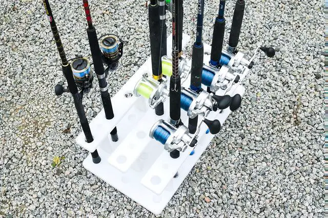 Alt view image 5 of 7 - 18 Pole Fishing Rod Holder Rack for Garage Heavy Duty Outdoor Boat Dock Storage