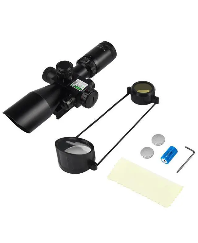Alt view image 7 of 7 - 2.5-10x40 Red Green Illuminated Mil-dot Scope with Red/Green Laser Combo - Green Lens Color & Mounts