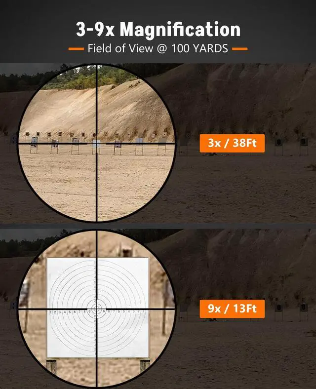 Alt view image 2 of 7 - 3-9x32 AO Rifle Scope Optics R4 Reticle Crosshair Scope with Mounts