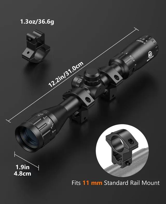 Alt view image 7 of 7 - 3-9x32 AO Rifle Scope Optics R4 Reticle Crosshair Scope with Mounts