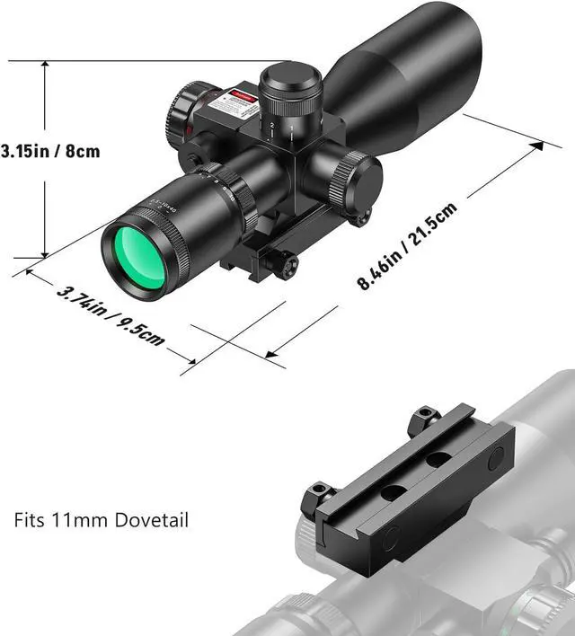 Alt view image 5 of 6 - 2.5-10x40 Red Green Illuminated Mil-dot Scope with Red/Green Laser Combo - Green Lens Color & Mounts