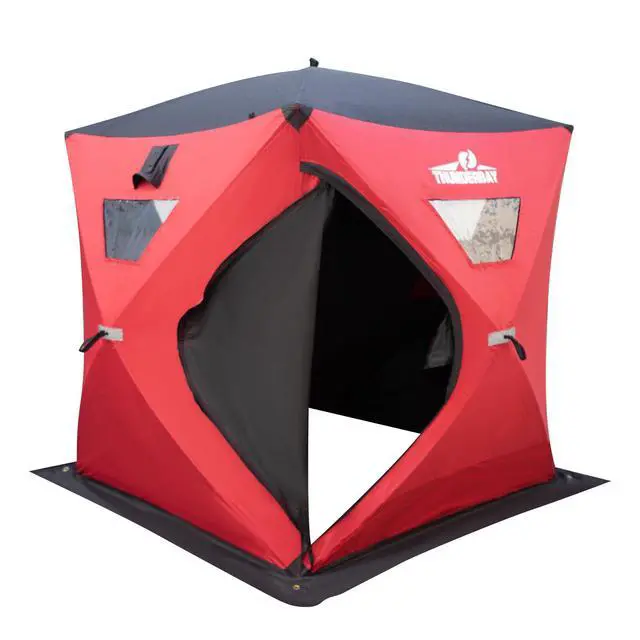 Alt view image 3 of 7 - Ice Cube 2-4 Man Portable Ice Shelter, 24/34 Square Feet of Fishable Area, Portable 2-3 Person Ice Shanty