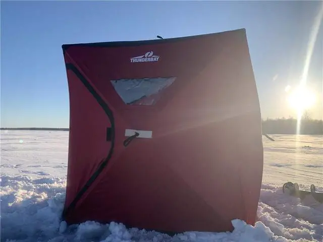Alt view image 7 of 7 - Ice Cube 2-4 Man Portable Ice Shelter, 24/34 Square Feet of Fishable Area, Portable 2-3 Person Ice Shanty