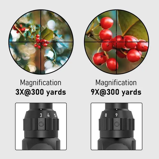 Alt view image 4 of 7 - 3-9×40 Rifle Scope with Red/Green Illumination and Rangefinder Reticle-Includes Batteries,Fits 11mm Free Mounts,Waterproof and Fog-Proof