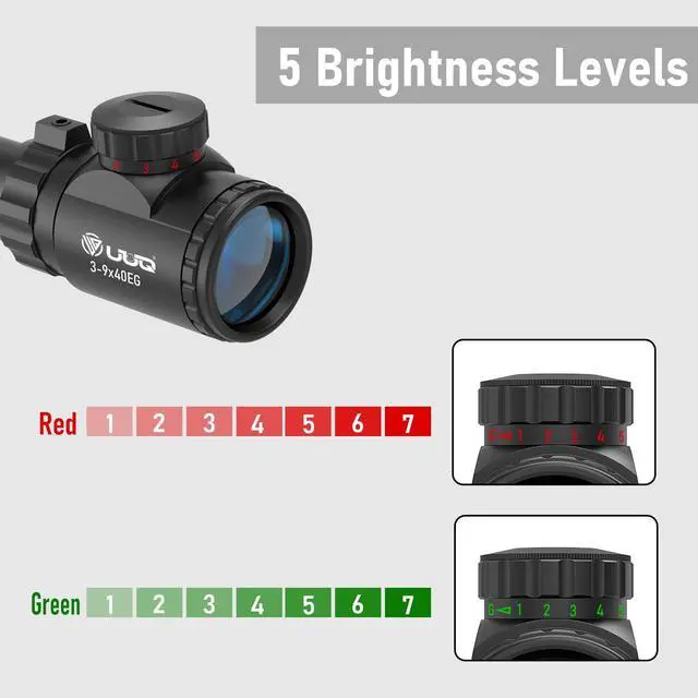 Alt view image 5 of 7 - 3-9×40 Rifle Scope with Red/Green Illumination and Rangefinder Reticle-Includes Batteries,Fits 11mm Free Mounts,Waterproof and Fog-Proof