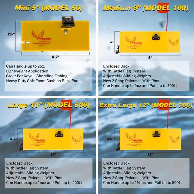 Alt view image 4 of 7 - Planer Boards for Fishing (4Pack) - 4 Size Options - Includes Tattle Flag kit