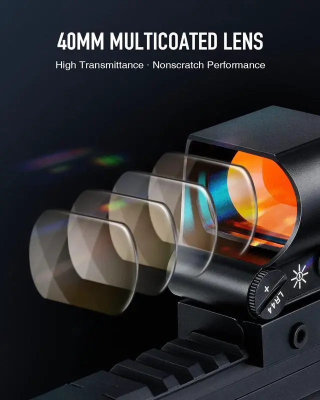 Alt view image 3 of 7 - Reflex Sight Red Dot Sight with Red/Green Dot & Multiple Reticles, for Picatinny Rail, Pistol, Rifle (Optional Laser Combo)