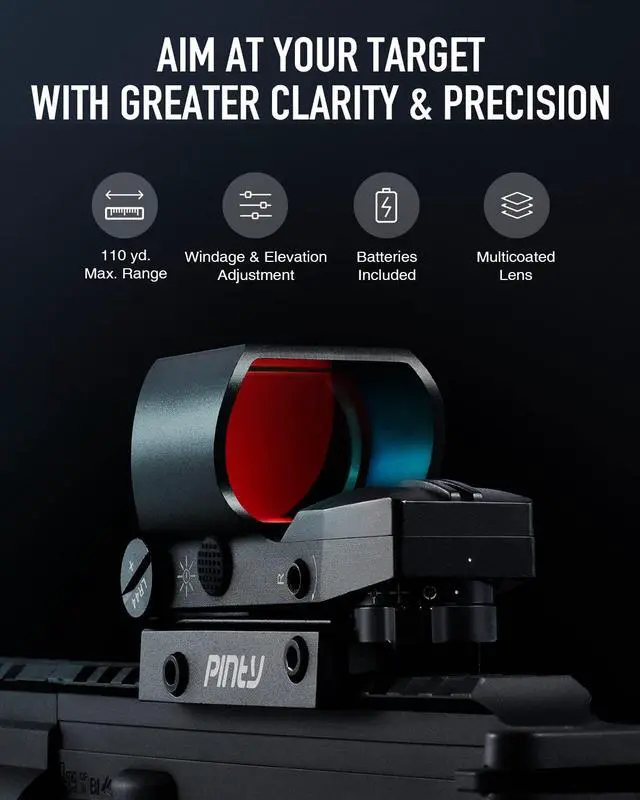 Alt view image 4 of 7 - Reflex Sight Red Dot Sight with Red/Green Dot & Multiple Reticles, for Picatinny Rail, Pistol, Rifle (Optional Laser Combo)
