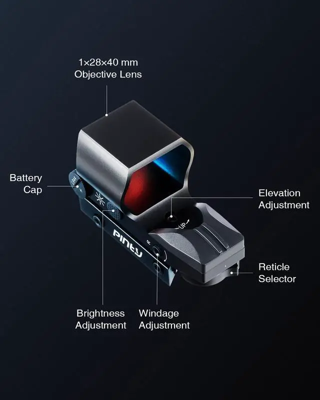 Alt view image 6 of 7 - Reflex Sight Red Dot Sight with Red/Green Dot & Multiple Reticles, for Picatinny Rail, Pistol, Rifle (Optional Laser Combo)
