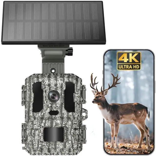Main image of 4K UHD Solar Trail Camera, 0.1s Motion-Activated Wildlife Record | 64MP/4K Clear Night Vision for Outdoor & Game, No Monthly Fee, App Control, Local Storage, IP66 Weatherproof Deer Camera