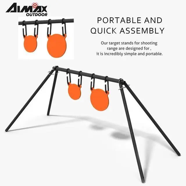 Alt view image 5 of 7 - AR500 Steel Target Stand System Kit, 3/8 Thick 6 and 8 inch Gong Targets, Suitable for Most Pistol, Handgun and Rifle Calibers