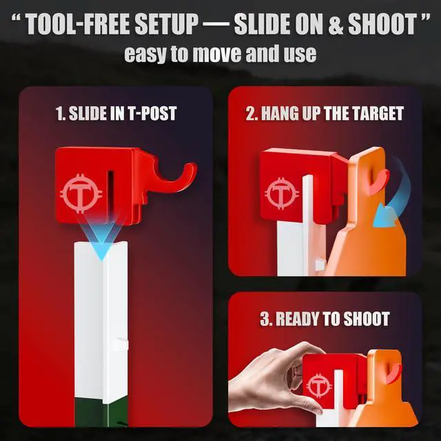 Alt view image 4 of 7 - T Post Target HangerEasy Assembly T Post Target Holder,Metal T Post Target Hook/Stand Gread for Gong or Shooting Stand,Quick, Tool-Free Installation