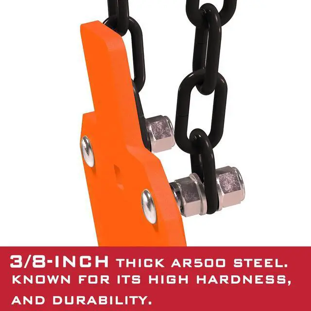 Alt view image 3 of 6 - AR500 Steel Targets Combo with Metal Chains, 3/8 Thick Metal Gong Silhouette Targets for Outdoor Range and Shooting Practice, Neon Orange Color