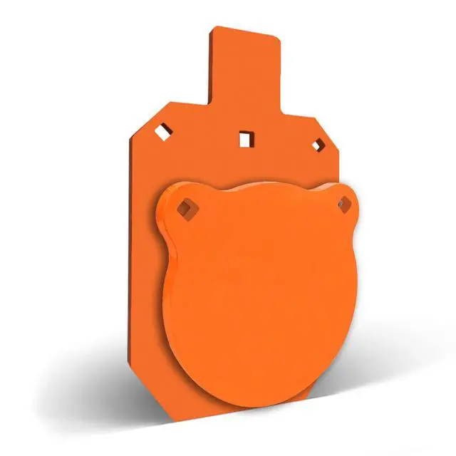 Alt view image 4 of 6 - AR500 Steel Targets Combo with Metal Chains, 3/8 Thick Metal Gong Silhouette Targets for Outdoor Range and Shooting Practice, Neon Orange Color