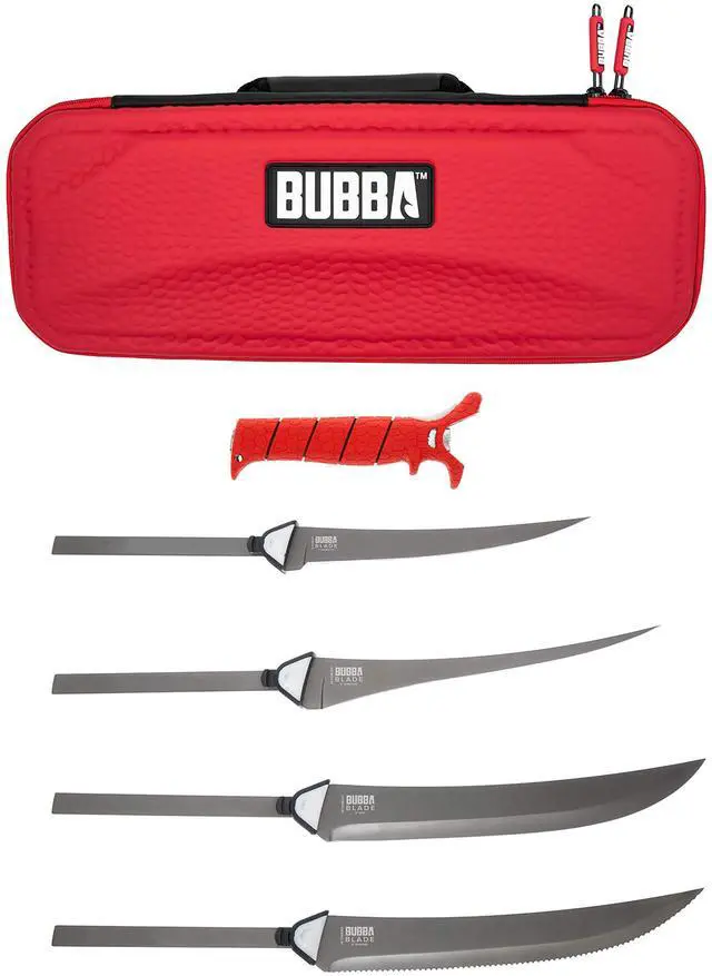 Main image of Multi-Flex Interchangeable Blade Kit, with Non-Slip Grip Handle, 2 Ti-Nitride S.S. Coated Non-Stick Blades and Case for Fishing