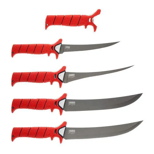 Alt view image 4 of 7 - Multi-Flex Interchangeable Blade Kit, with Non-Slip Grip Handle, 2 Ti-Nitride S.S. Coated Non-Stick Blades and Case for Fishing