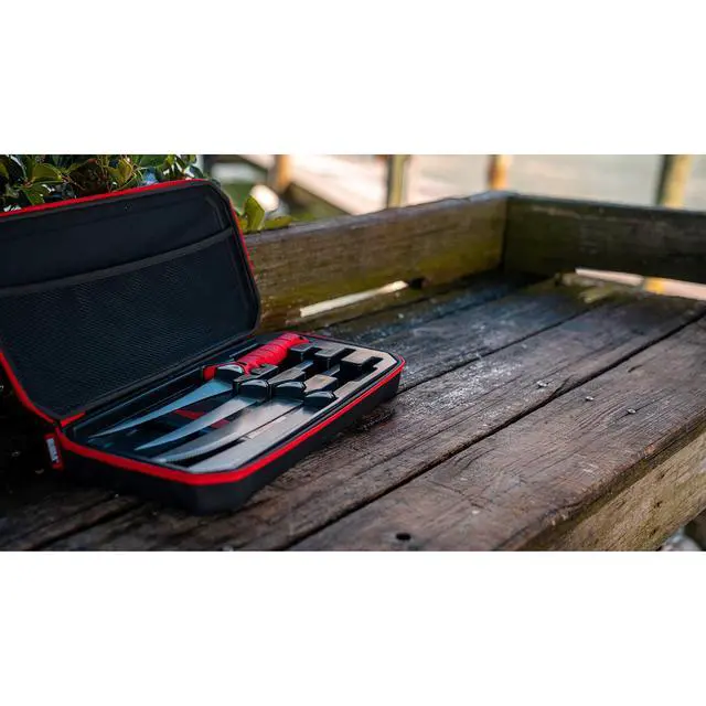 Alt view image 5 of 7 - Multi-Flex Interchangeable Blade Kit, with Non-Slip Grip Handle, 2 Ti-Nitride S.S. Coated Non-Stick Blades and Case for Fishing