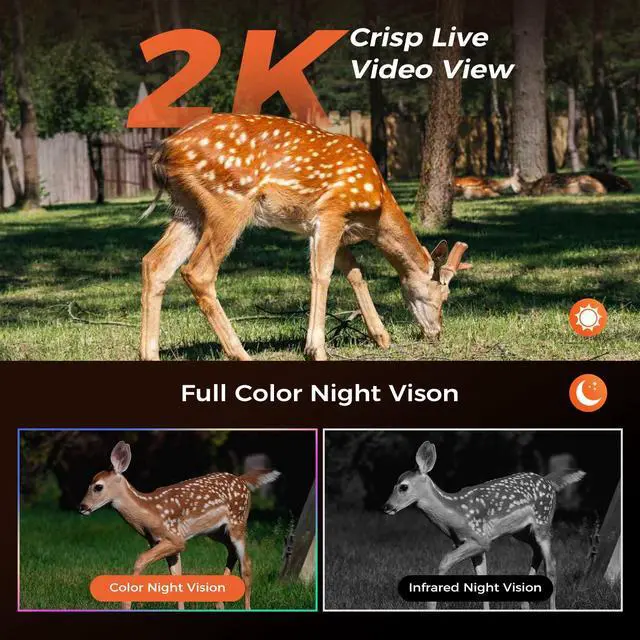 Alt view image 5 of 7 - Cellular Trail Camera, 4G LTE SIM Card Included, Solar Game Cellular Camera, 2K 360° View Live Streaming, 2K Color Night Vision Motion Activated, IP66 for Wildlife, 1 Pack
