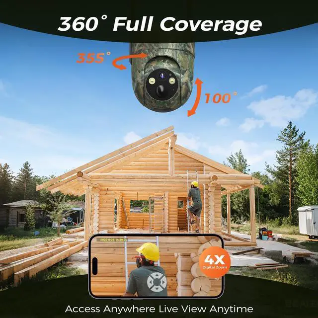 Alt view image 6 of 7 - Cellular Trail Camera, 4G LTE SIM Card Included, Solar Game Cellular Camera, 2K 360° View Live Streaming, 2K Color Night Vision Motion Activated, IP66 for Wildlife, 1 Pack