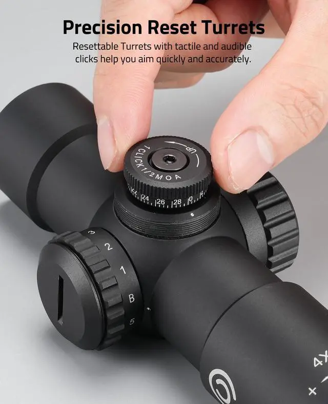 Alt view image 2 of 7 - Compact Rifle Scope with Illuminated Reticle, Zero Reset, Fixed Magnification Hunting Riflescope with 30mm Offset Scope Mount