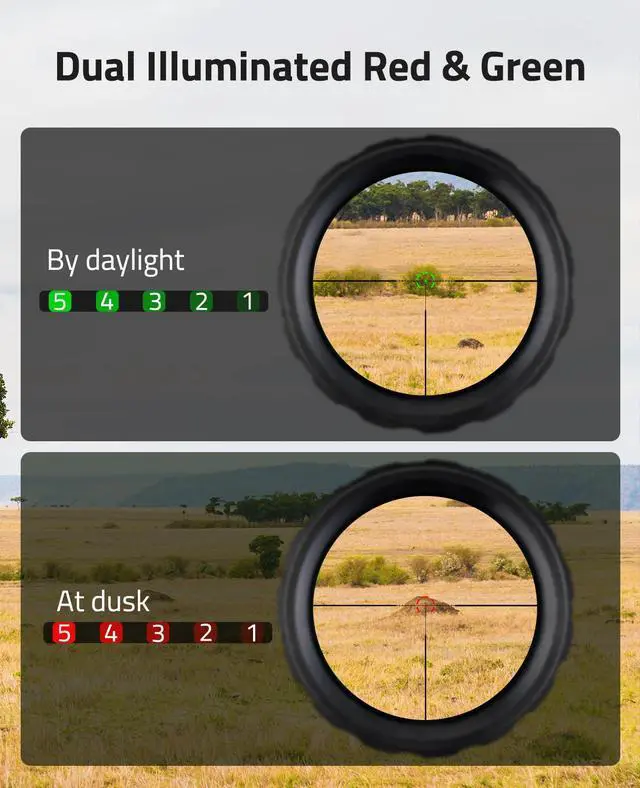 Alt view image 4 of 7 - Compact Rifle Scope with Illuminated Reticle, Zero Reset, Fixed Magnification Hunting Riflescope with 30mm Offset Scope Mount