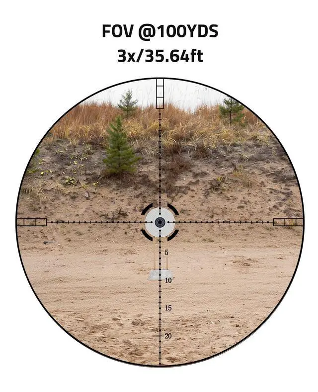 Alt view image 3 of 7 - Compact Rifle Scope with Illuminated Reticle, Zero Reset, Fixed Magnification Hunting Riflescope with 30mm Offset Scope Mount